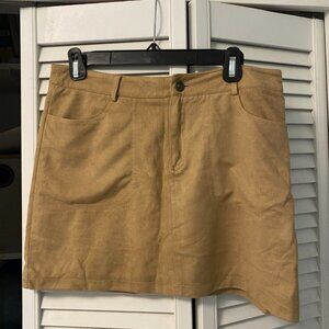 Brown suede mini skirt